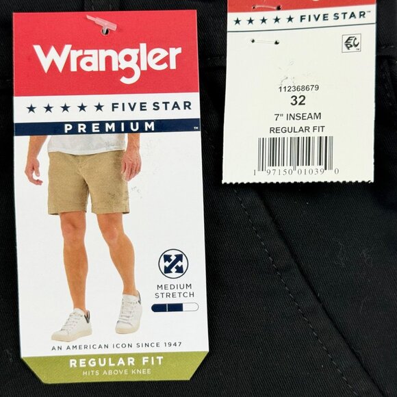 Wrangler Men's Five Star Premium Stretch Regular Fit Black Shorts Size 32x7 NWT - Picture 5 of 11